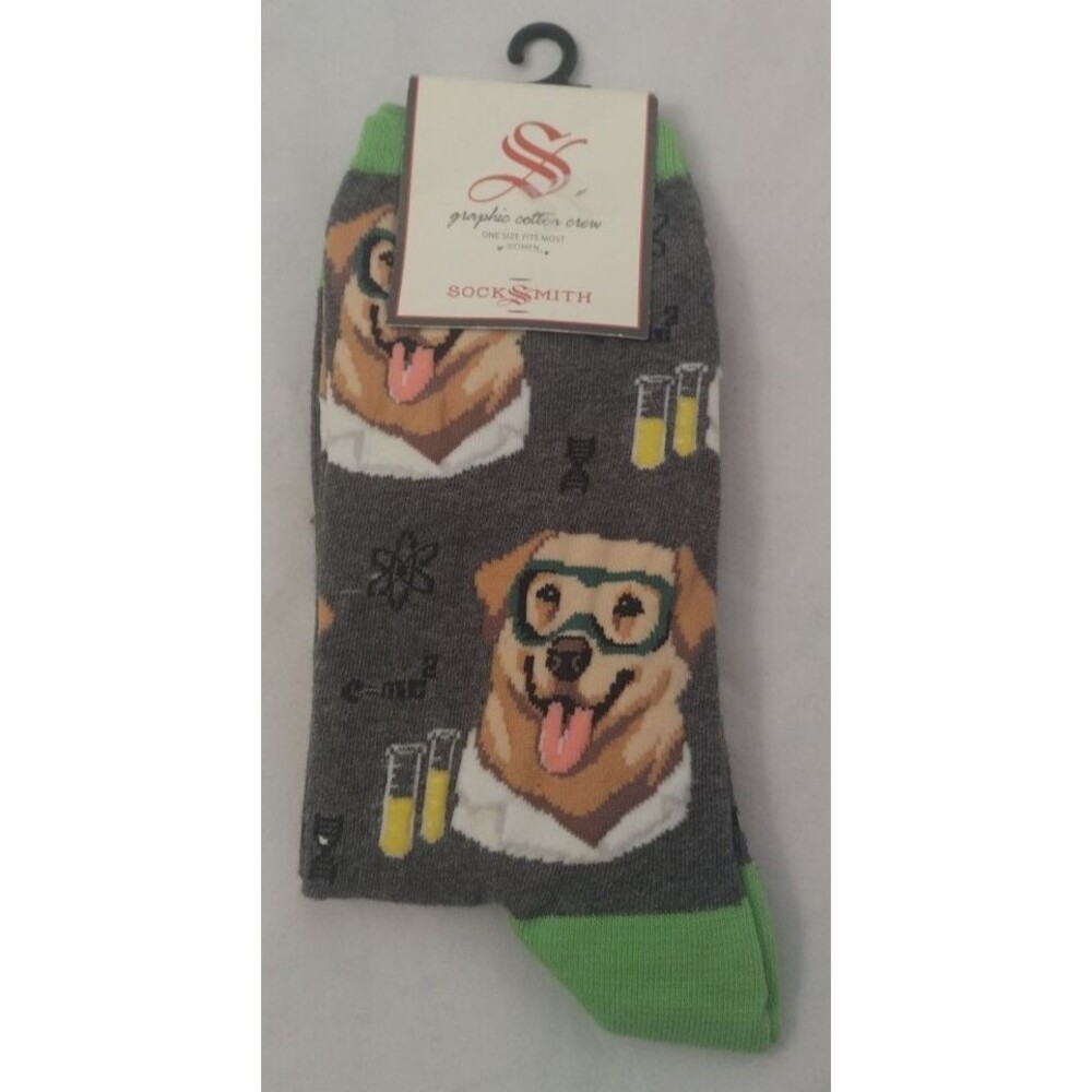 Women's Socksmith Science Lab Labrador Dog Crew Socks-One Size-NEW